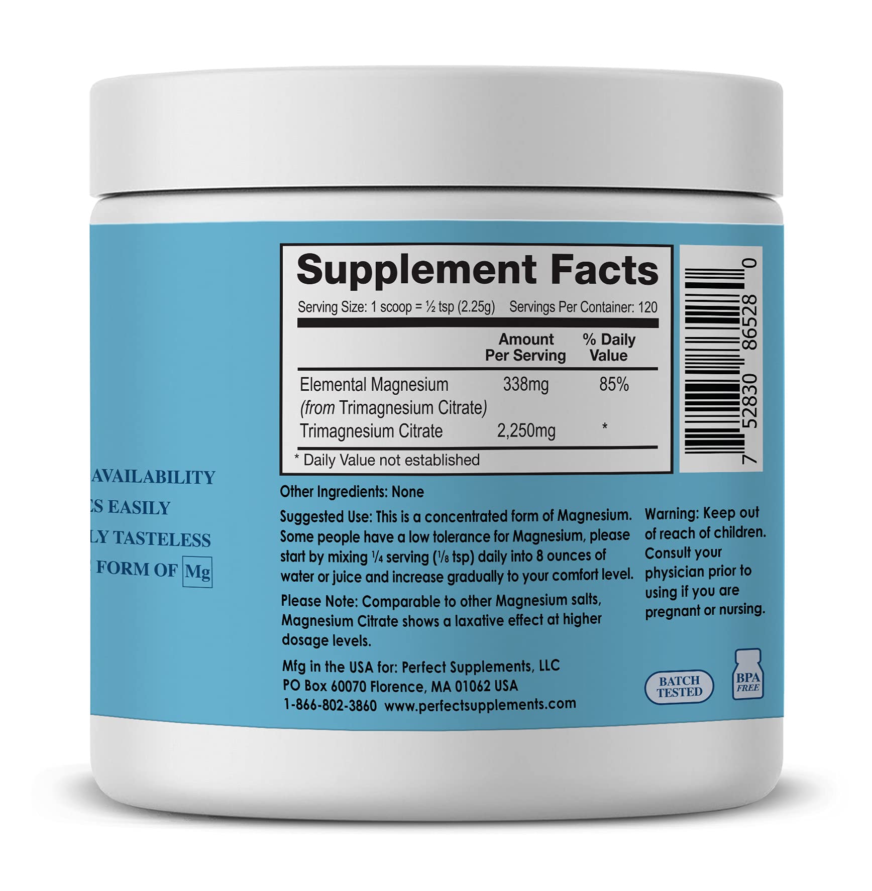 Poudre Perfect Magnésium Citrate se mesure aisément.