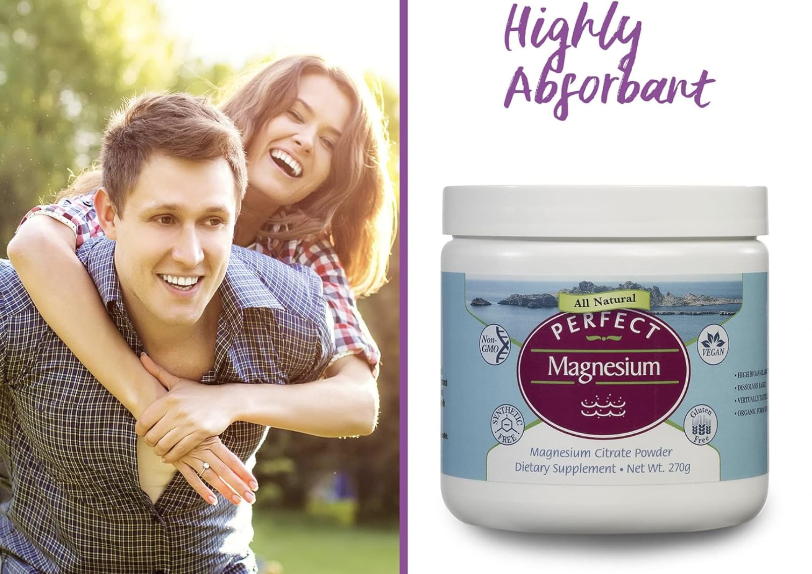 Poudre Magnésium Citrate Perfect sans arôme pour usage discret.