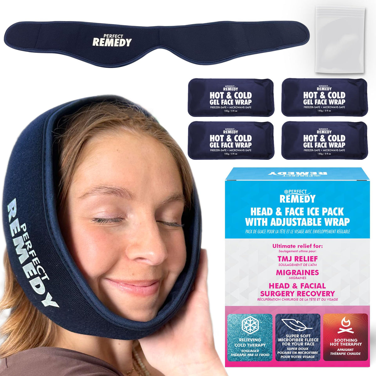 Perfect Remedy bandeau-tete-glace : confort ajustable pour TMJ et douleur faciale
