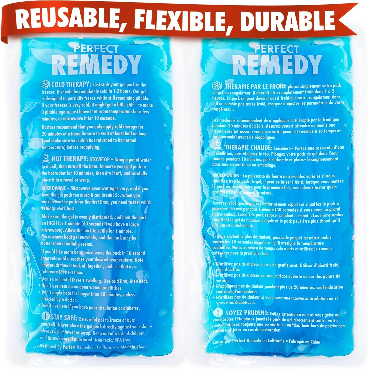 Perfect Remedy compresse gel glace 12x6, froid ciblé pour récupération après l’entraînement.