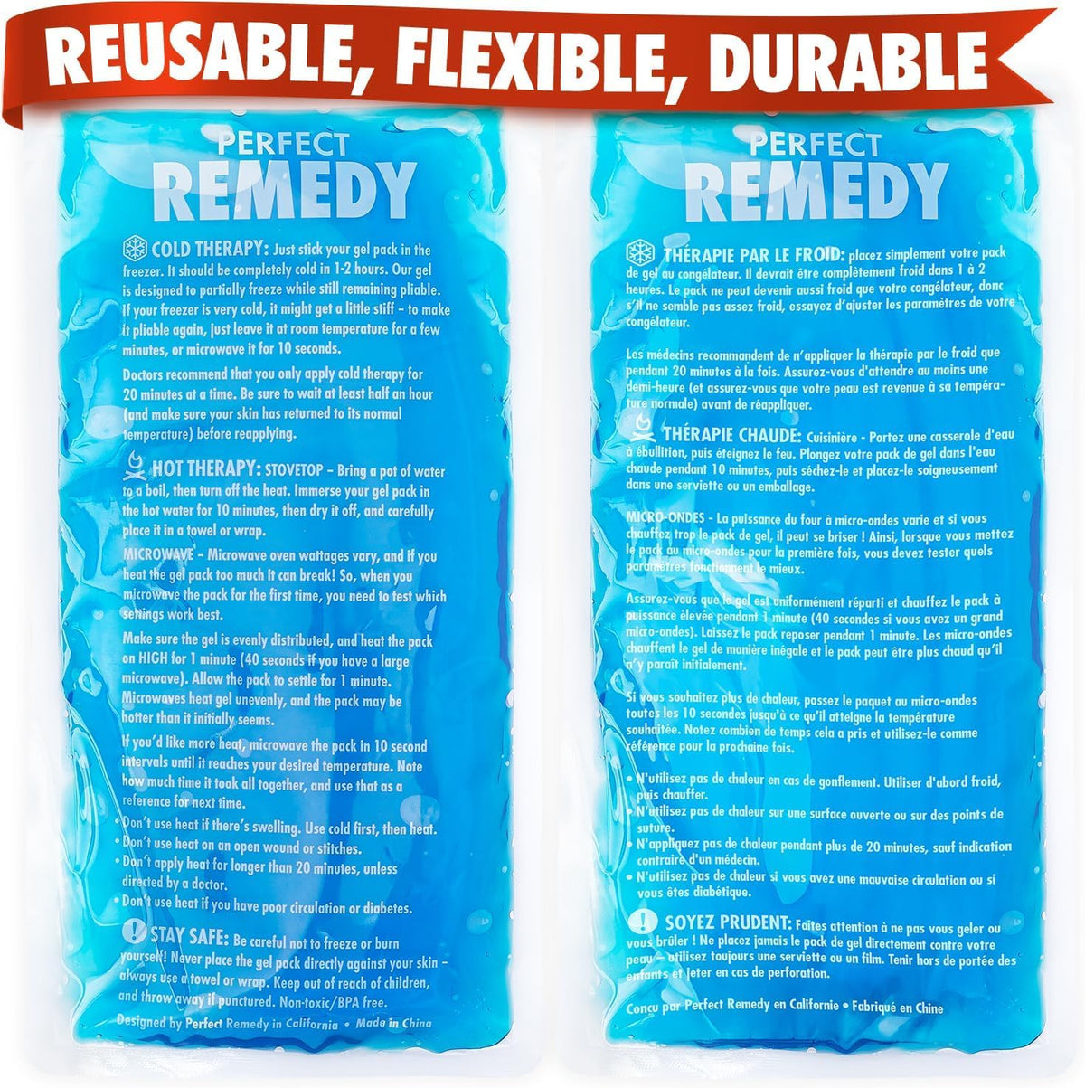 Perfect Remedy compresse gel glace 12x6, froid ciblé pour récupération après l’entraînement.