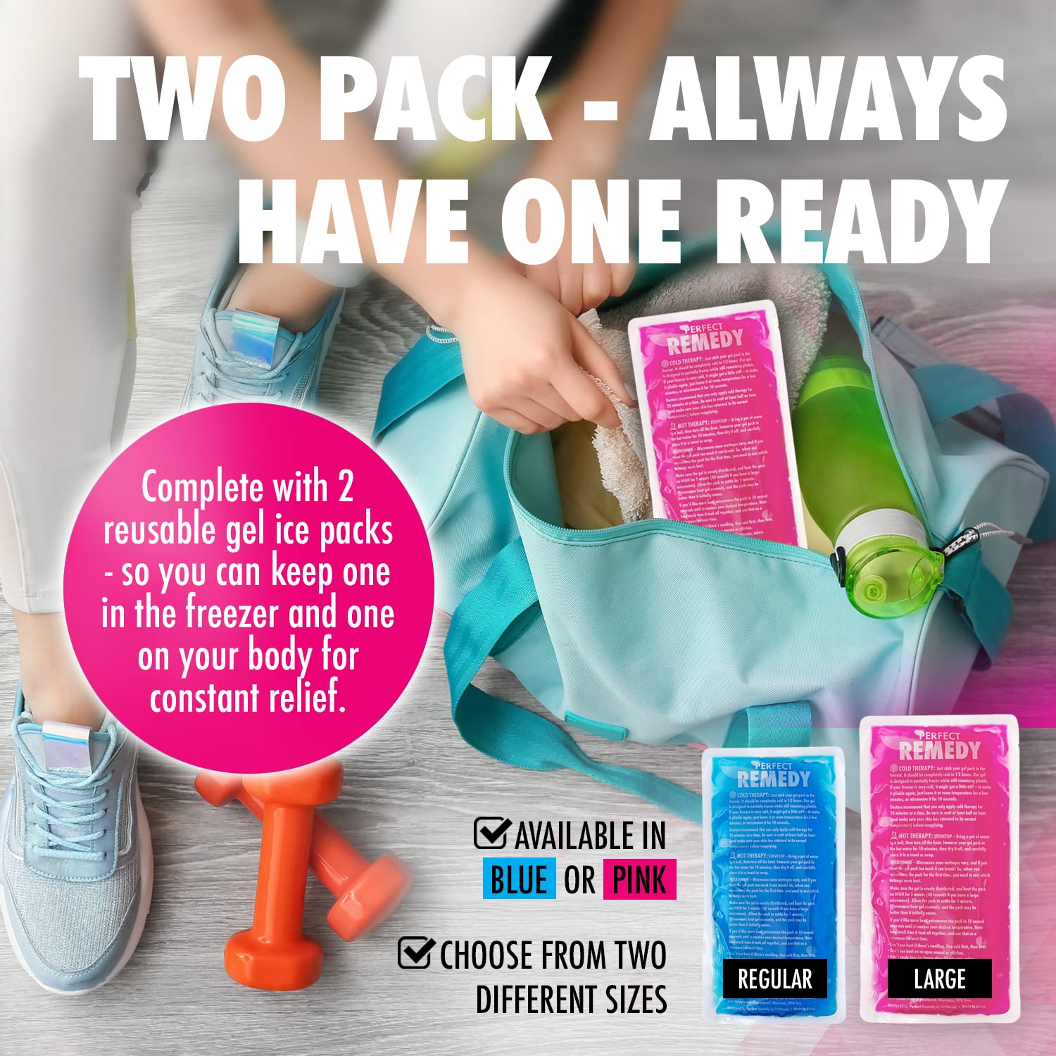 Perfect Remedy gel glace sport, compagnon pratique pour le sac de sport.