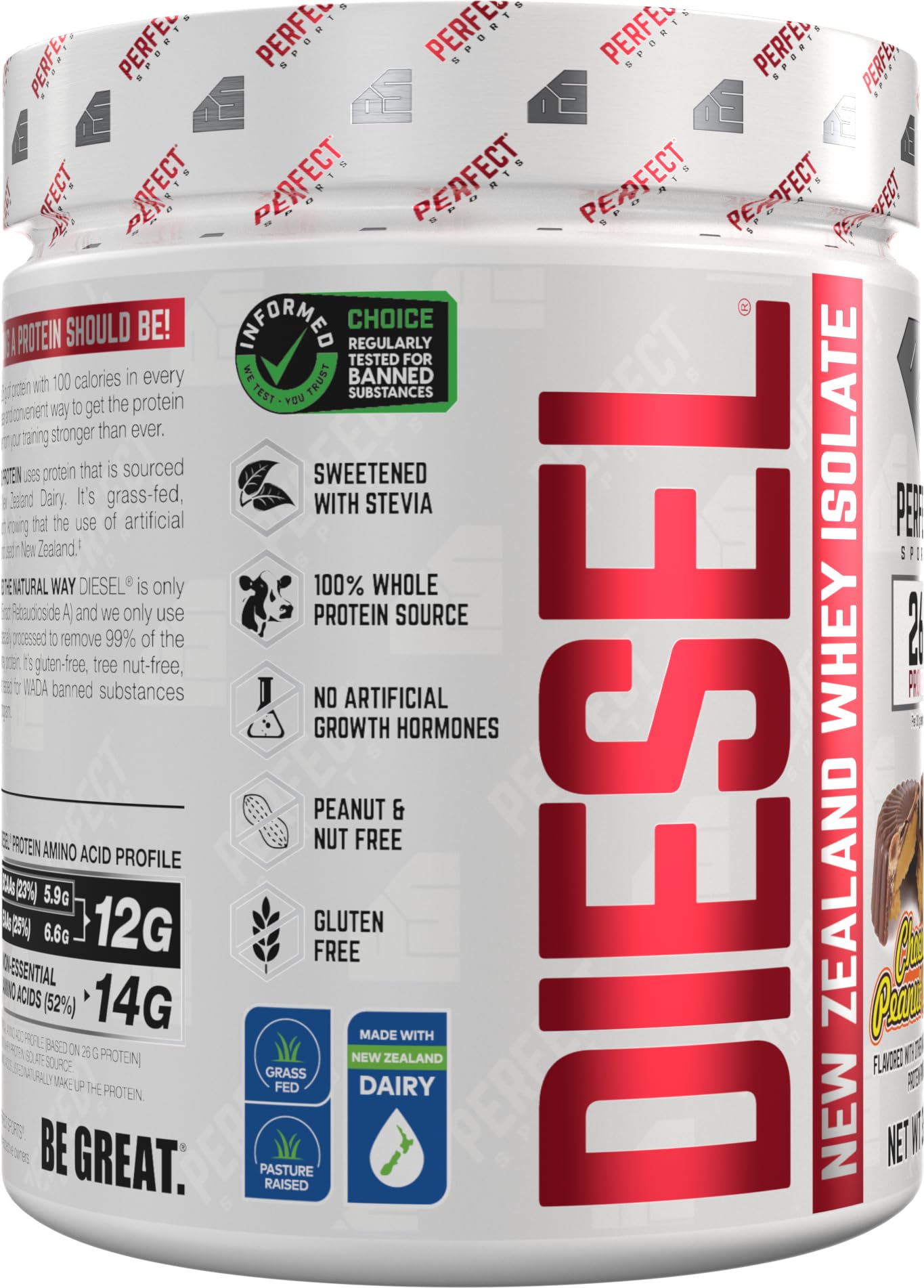 Diesel Isolate PERFECT SPORTS, bouteille 360 g, pratique pour repas rapide