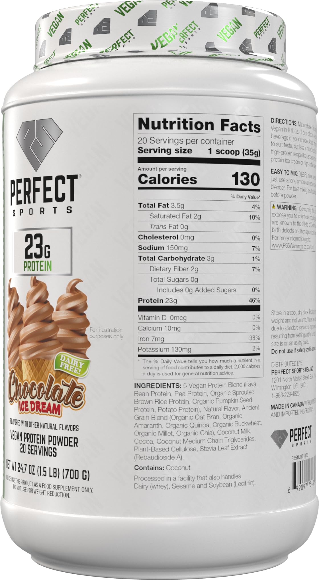 Préparation-boisson Diesel Vegan au goût Chocolat Ice Dream, shake pratique et rassasiant