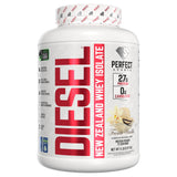 Bouteille PERFECT SPORTS Diesel Isolat montrant l'origine Nouvelle-Zélande, protéine de haute qualité.