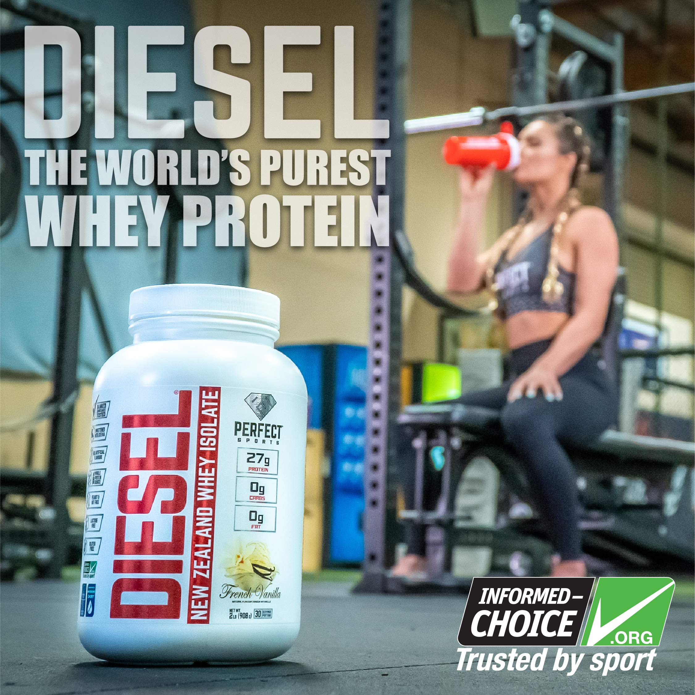 Poudre Diesel Whey Isolate se dissolvant rapidement dans l’eau, boisson protéinée fluide.