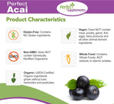 Perfect Supplements Acai dose quotidienne, pratique à ajouter au matin.