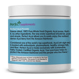 Smoothie rouge à l'acai Perfect Supplements, énergie et vitalité potentielle.
