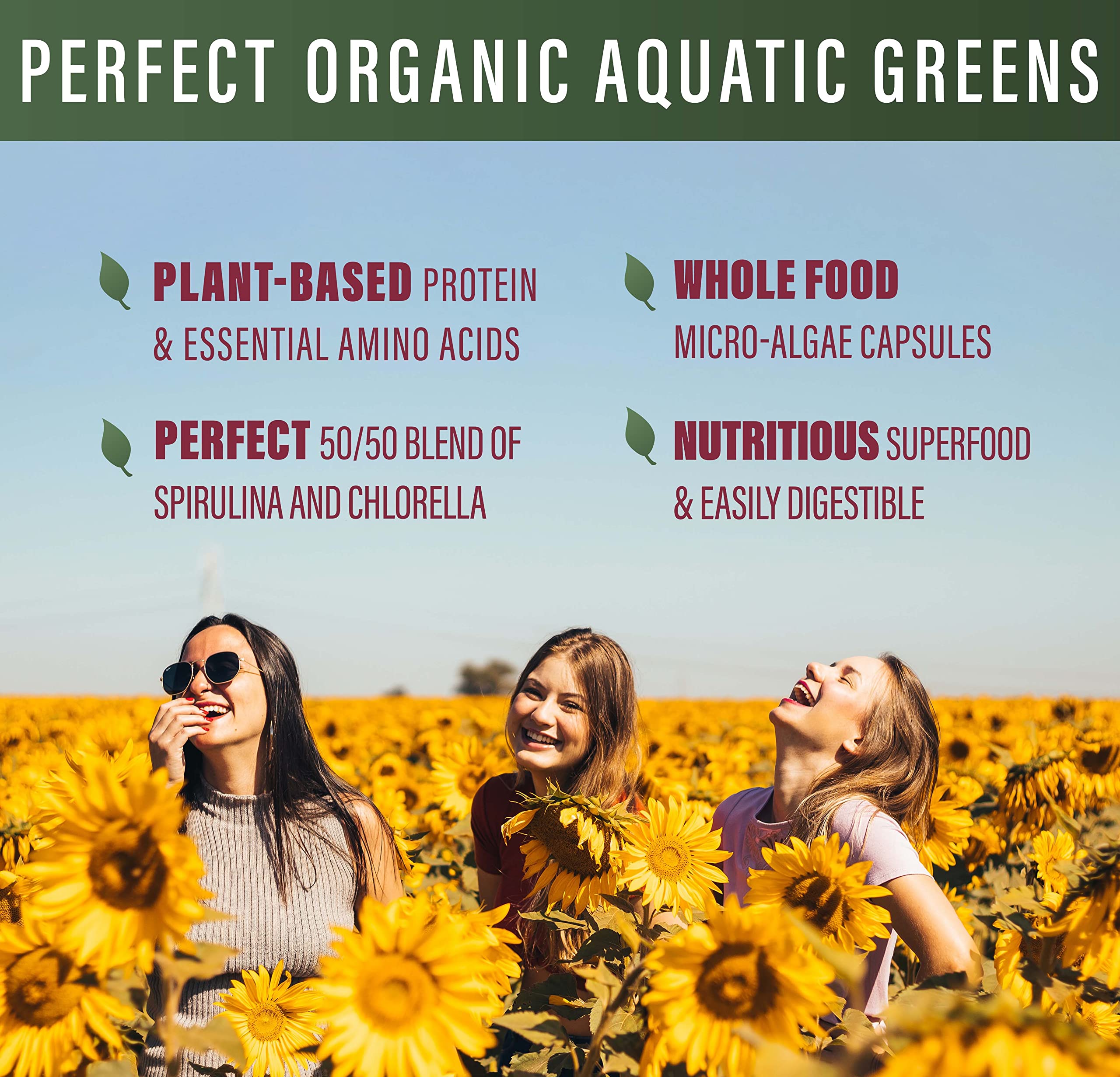Étiquette produit de Perfect Aquatic Greens, bio et traçable.