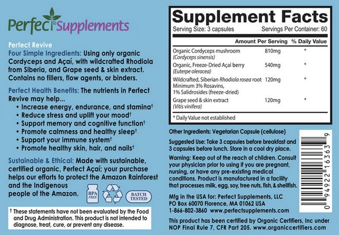 Capsules Perfect Acai Revive prêtes à l’emploi pour une routine sans caféine.