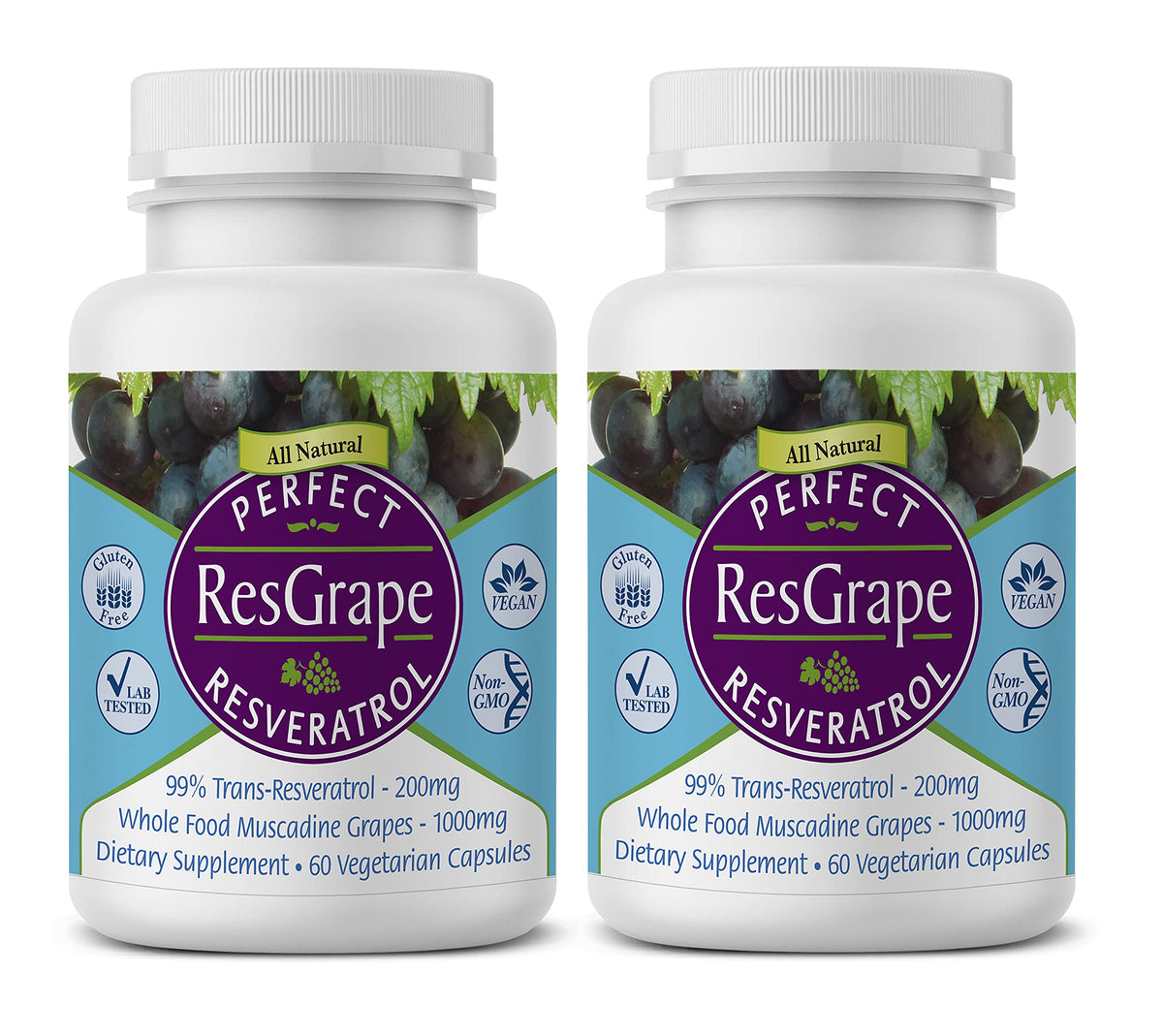 Perfect Supplements ResGrape – bouteille résveratrol pur, soutien antioxydant naturel