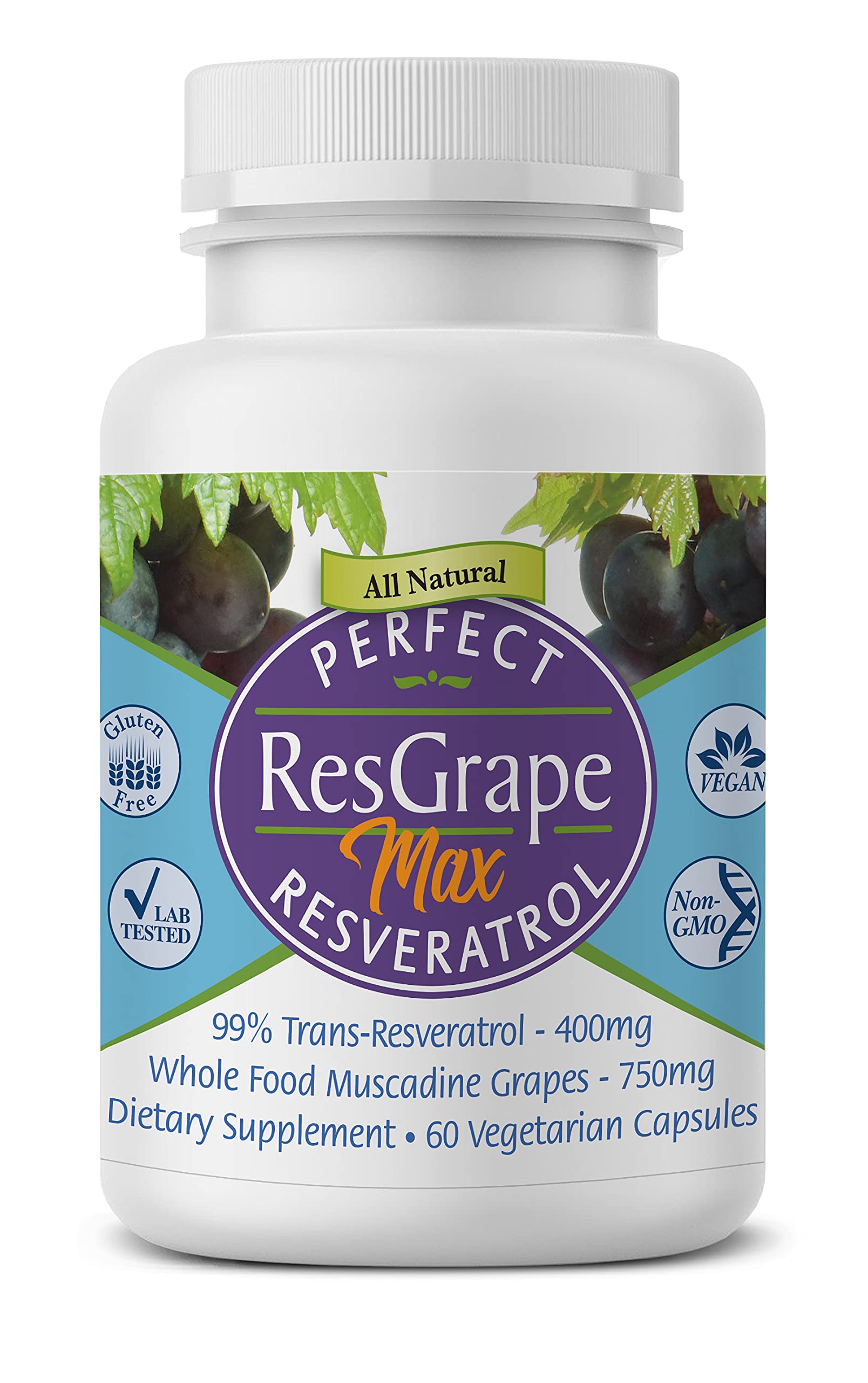 Perfect Supplements ResGrape – bouteille de capsules faciles à avaler pour le quotidien