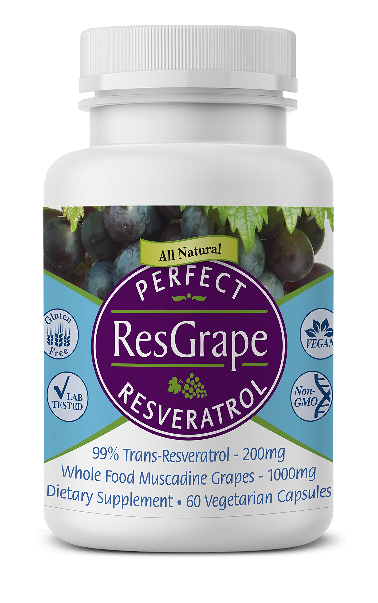 Perfect Supplements ResGrape – Bouteille de résveratrol 60 gélules pour soutien général