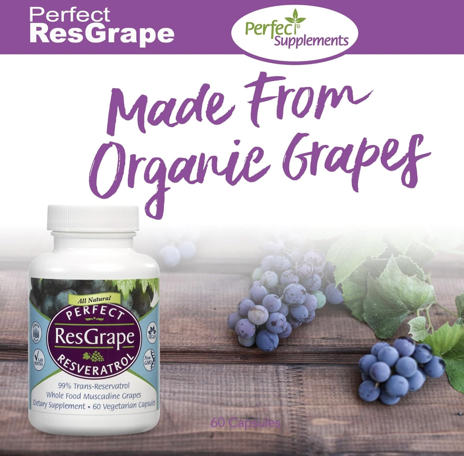 Perfect Supplements ResGrape – Sans gluten et non-GMO pour régime équilibré