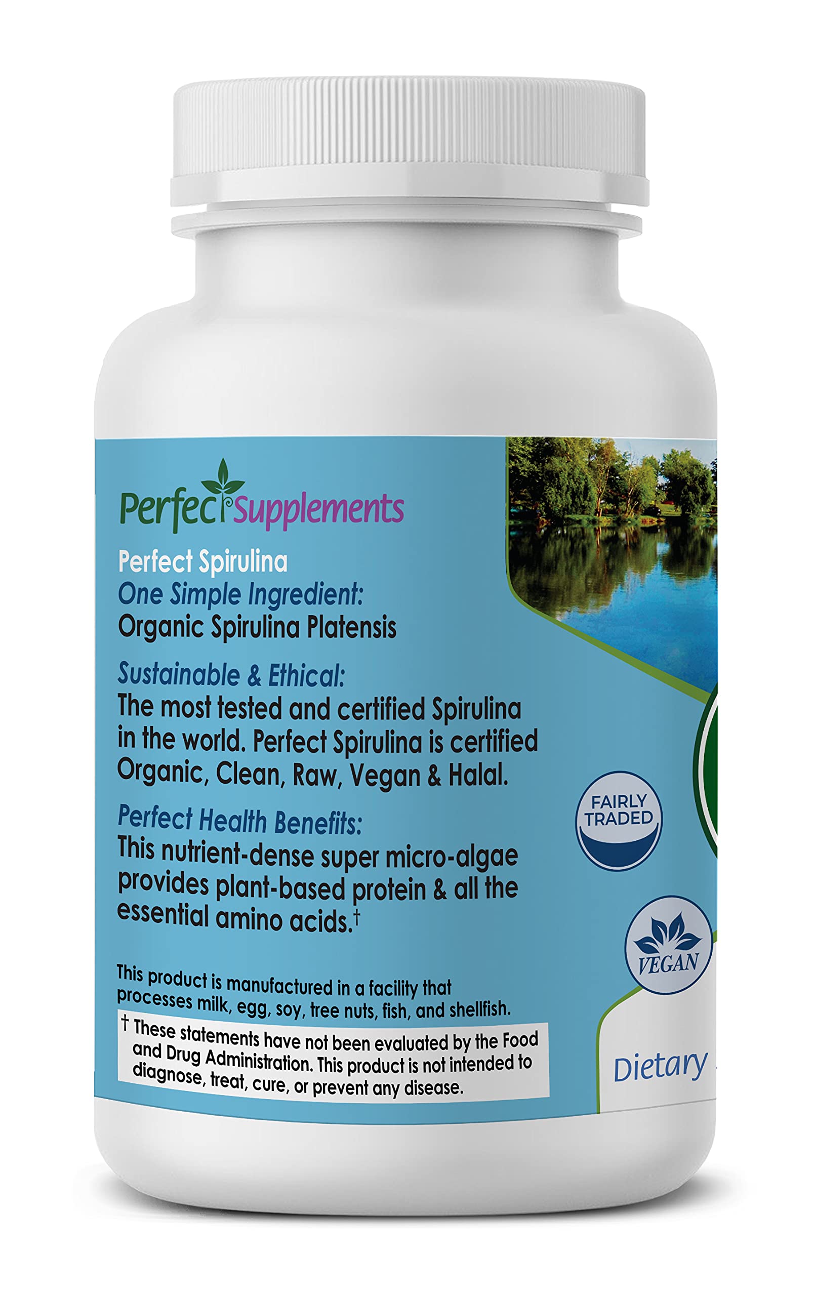 Perfect Supplements spiruline – étiquette biologique claire et informative