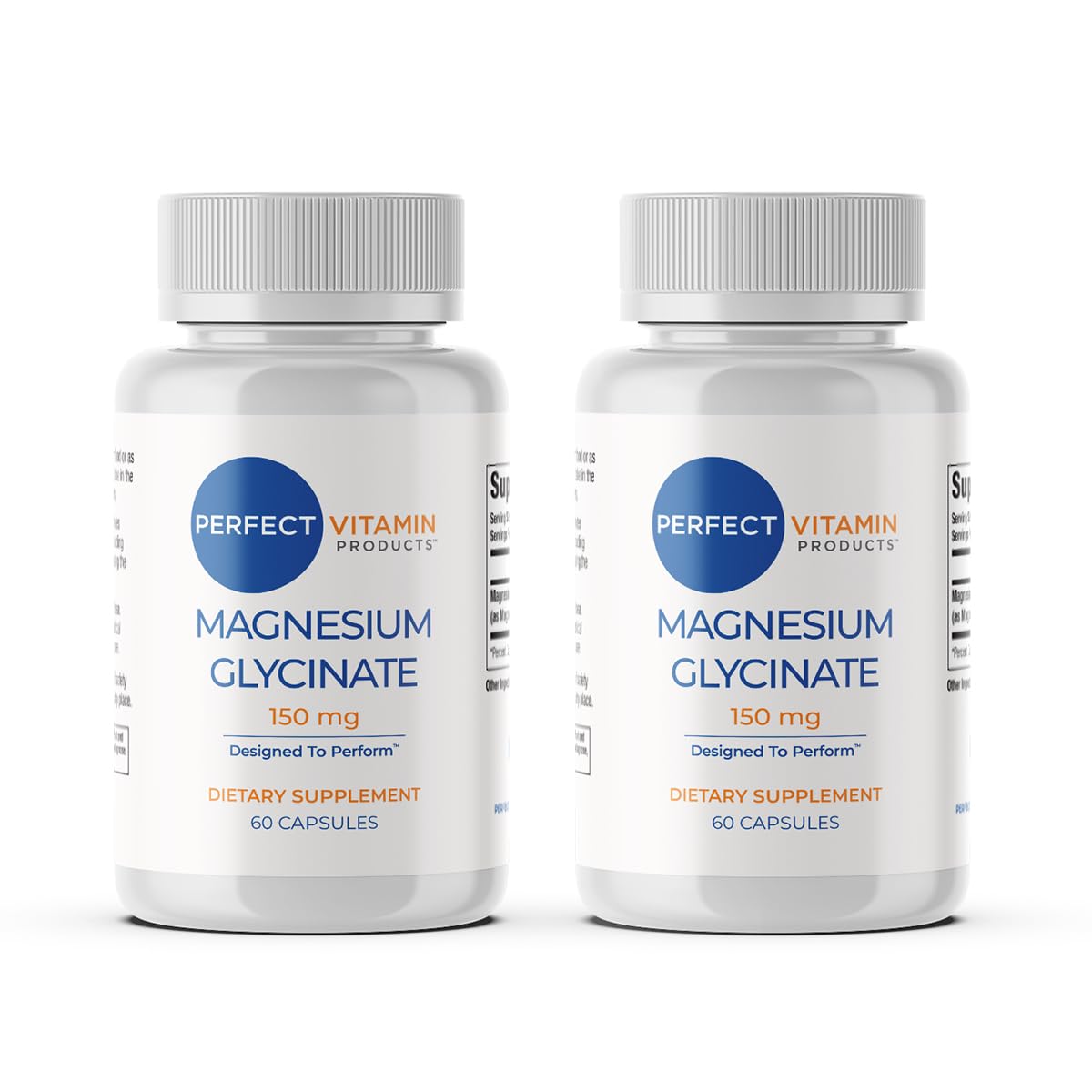 Perfect Vitamin Products Magnésium Glycinate 150 mg – flacon favorisant relaxation naturelle.