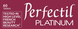 Perfectil Platinum – emballage clair détaillant les actifs clés pour la peau.