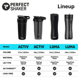 PerfectShaker LUMA, design-noir: esthétique moderne et fonctionnelle.
