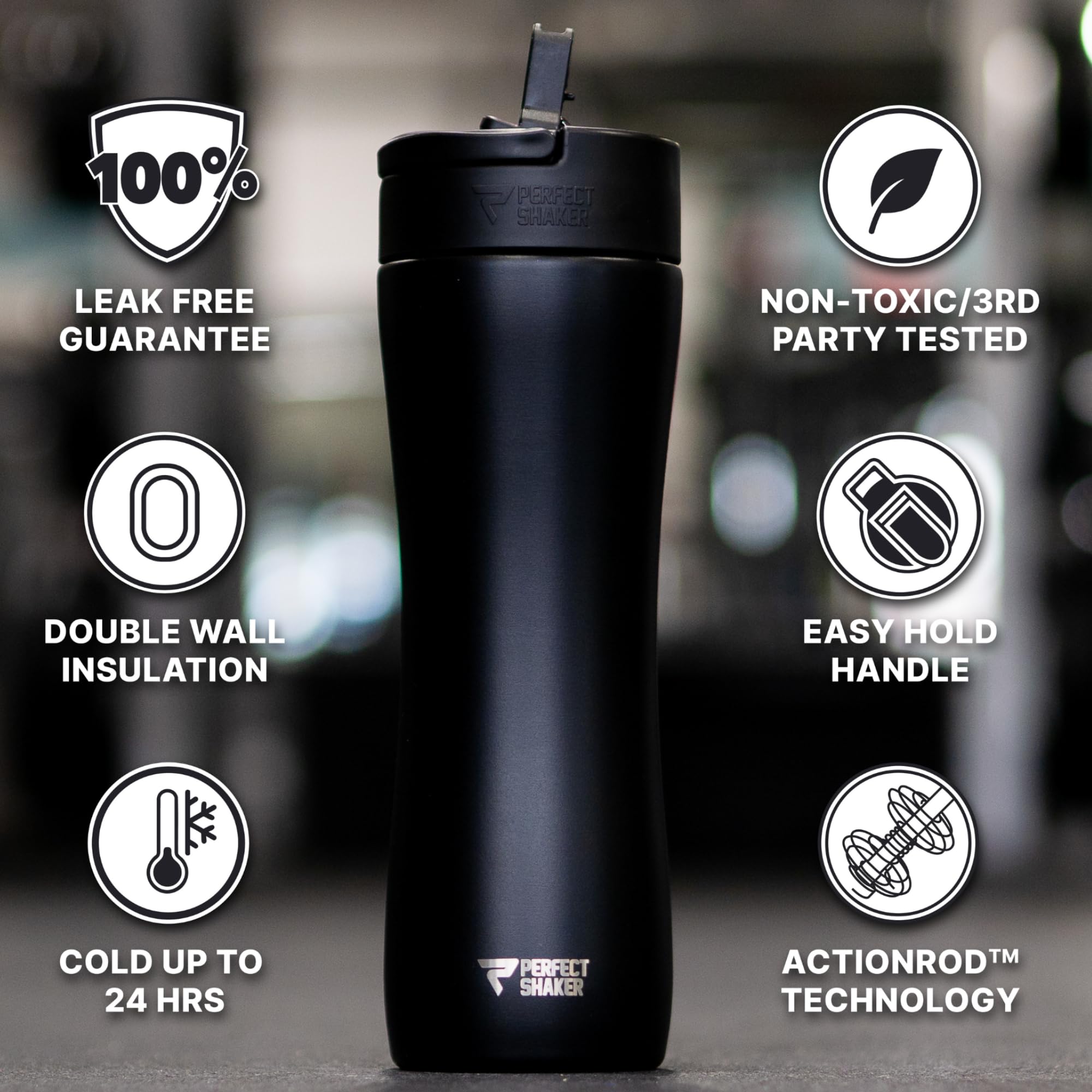PerfectShaker LUMA, double-paroi-isolante: garde votre boisson froide plus longtemps.