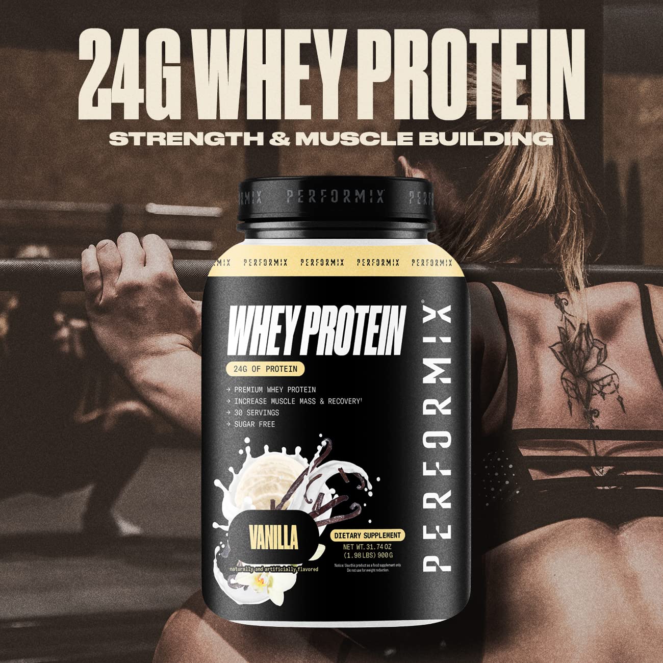 PERFORMIX Whey Vanille – poudre fine pour un mélange homogène.