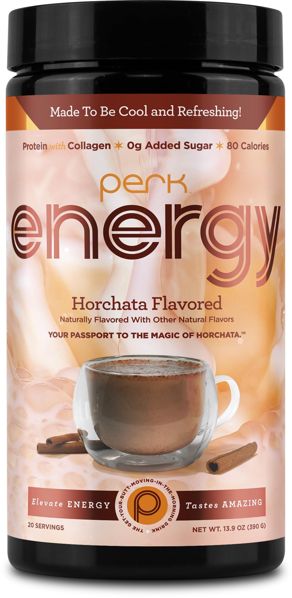 Perk Énergie Horchata en pot, poudre gourmande pour démarrer la journée avec énergie.