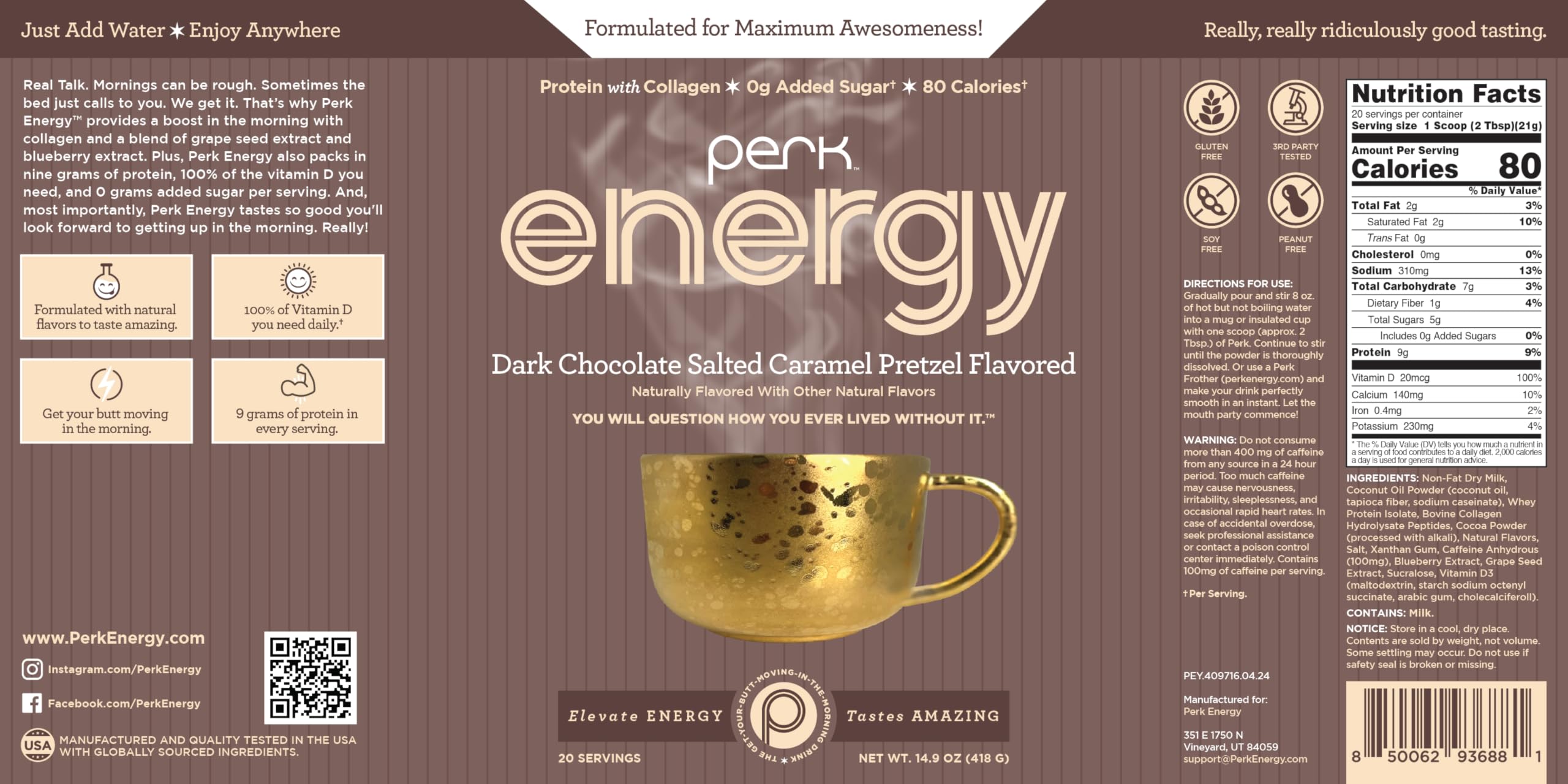 Préparation rapide de Perk Energy dans une boisson chaude.