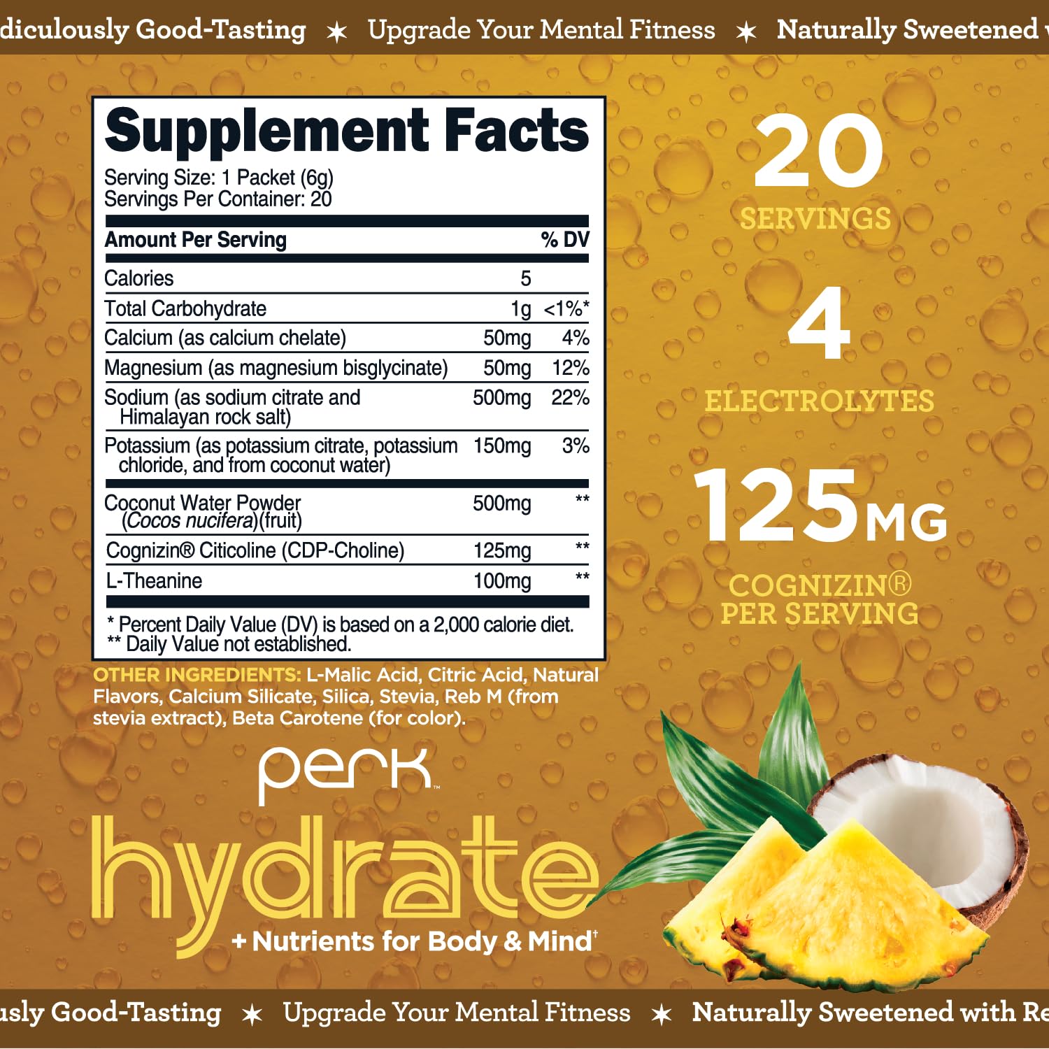 Perk Hydrate Pina Colada dans un verre d'eau froide