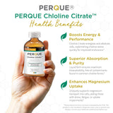 PERQUE Choline Citrate, contenu liquide transparent, facilité d’ingestion.