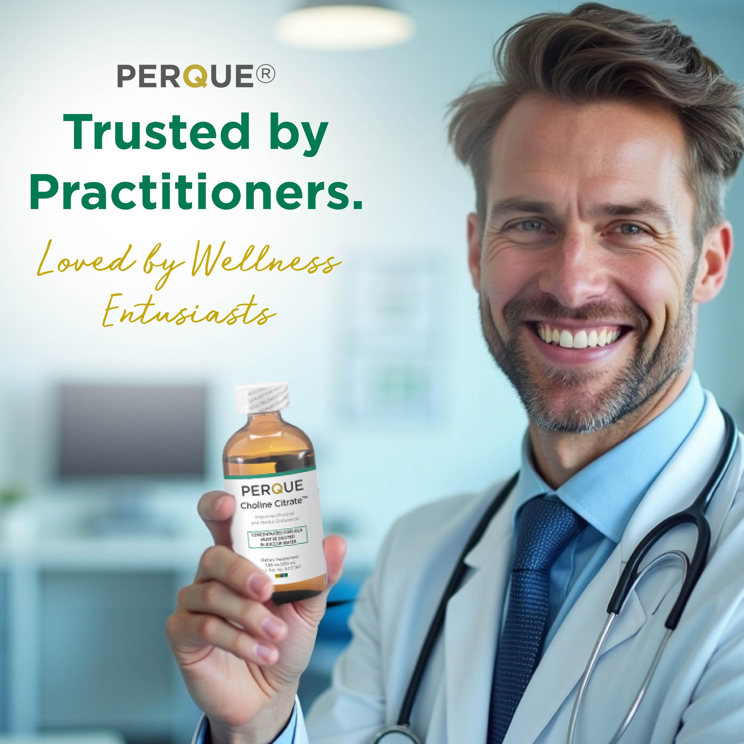 PERQUE Choline Citrate, étiquette claire et traçabilité assurée.
