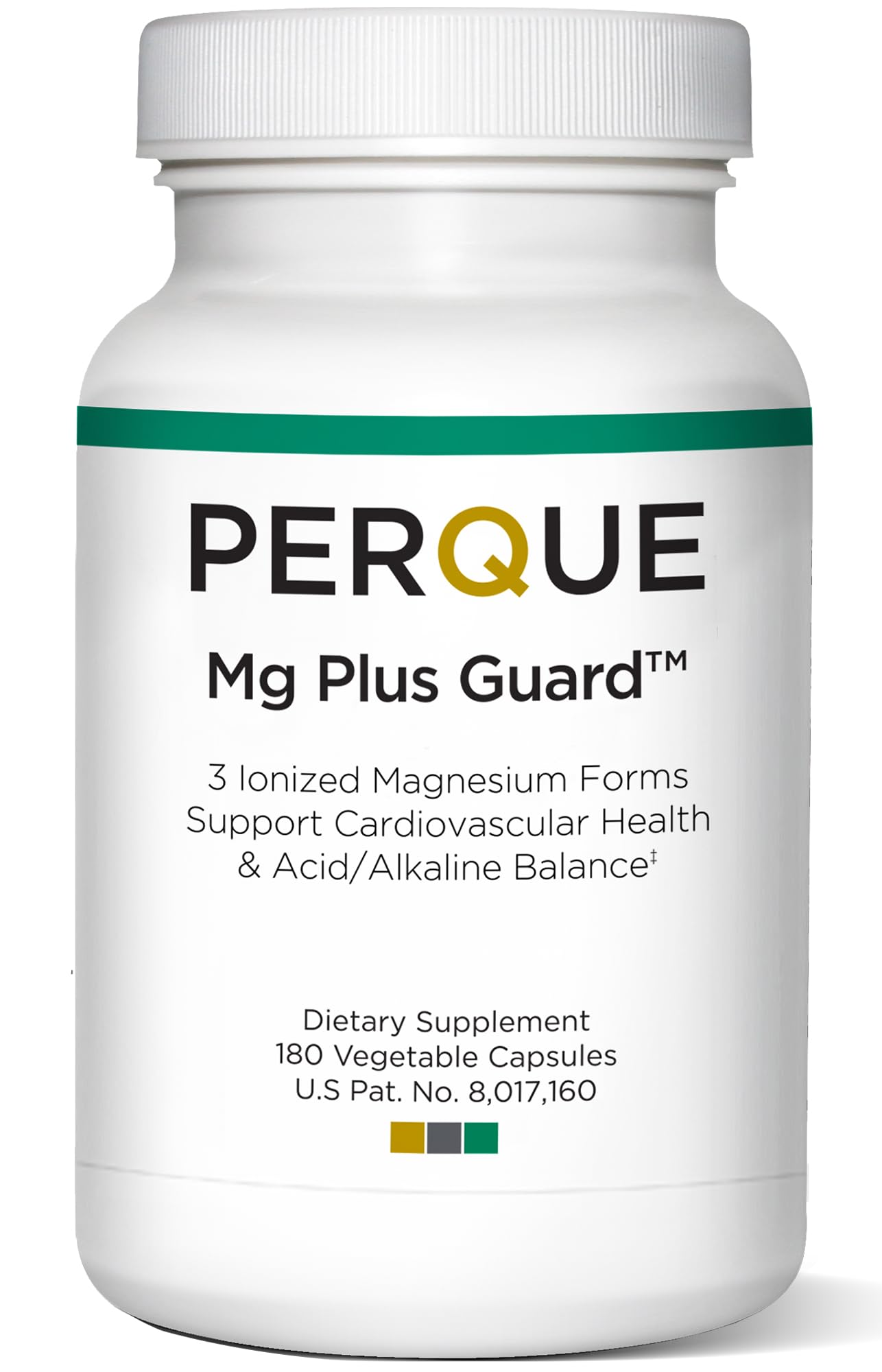 Bouteille PERQUE Mg Plus Guard avec capsules pour usage quotidien.