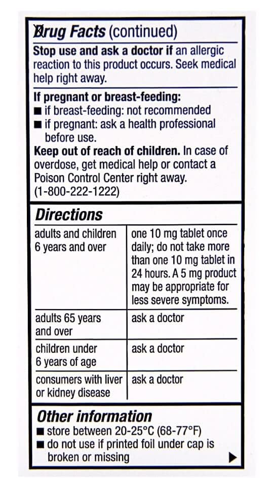 Perrigo comprimés cetirizine 10 mg plaque, usage rapide à domicile