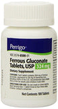 Perrigo tablettes gluconate de fer vert sur l'emballage, soutien potentiel à l'apport en fer