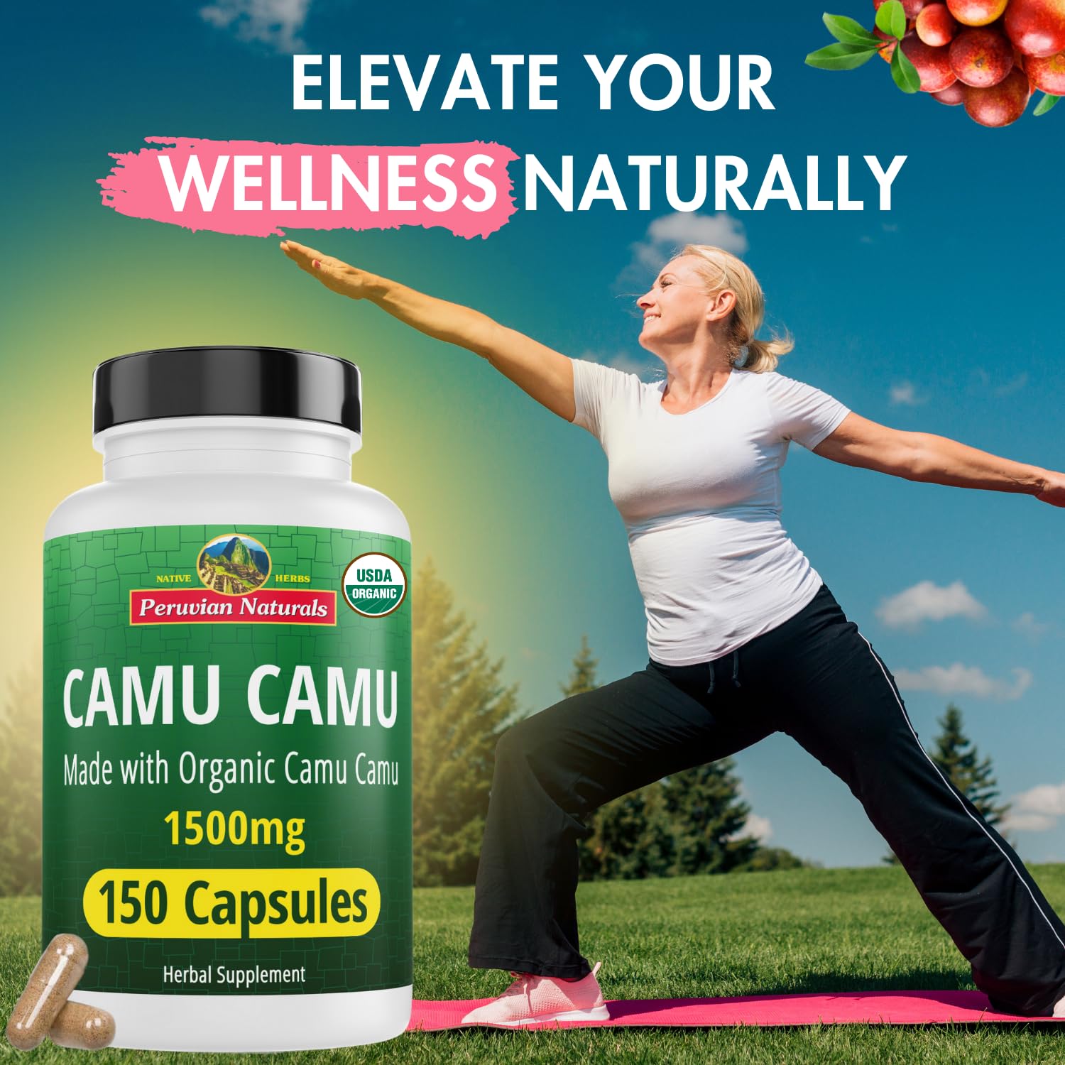 Ingrédients organiques sans OGM Peruvian Naturals Camu Camu, sans additifs chimiques