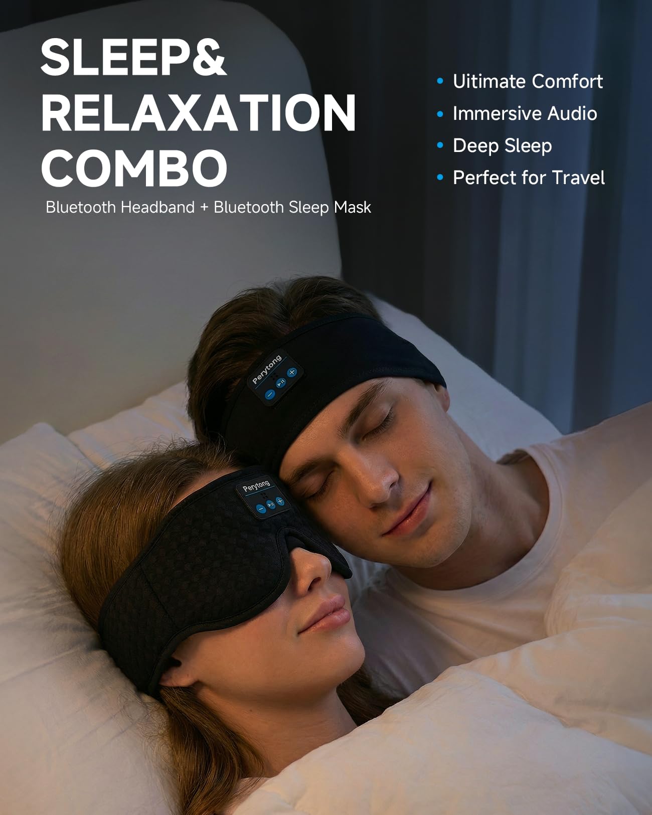 Perytong bande-casque sommeil minces: écoute discrète sans pression lors du sommeil sur le côté