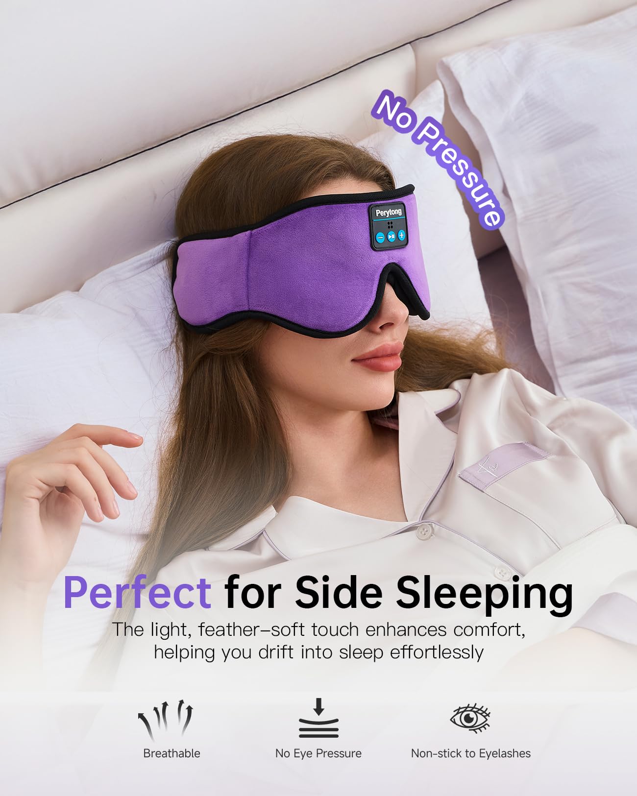Perytong masque-sommeil 3D confort, blocage lumineux efficace et pression réduite.