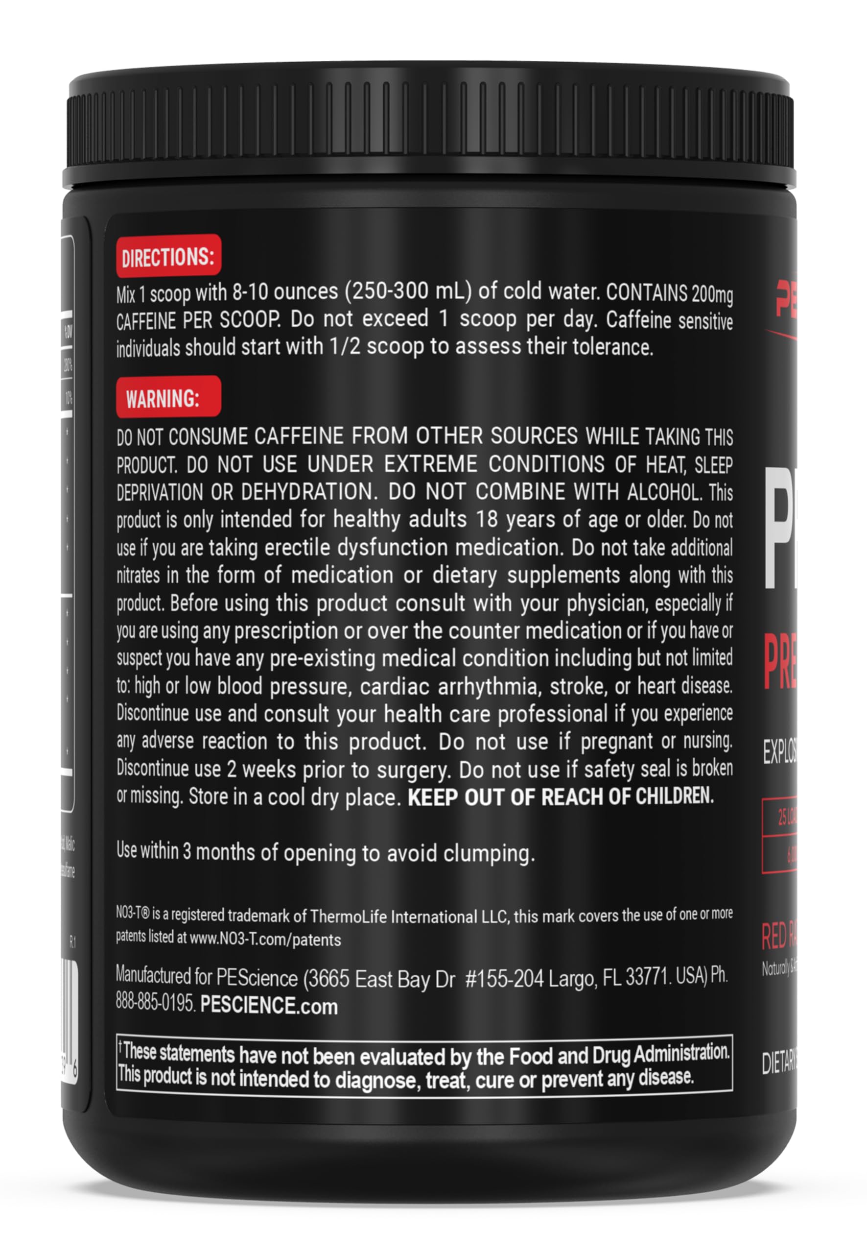 PEScience Prolific-1, étiquette-label sur l'emballage, transparence et qualité des ingrédients.