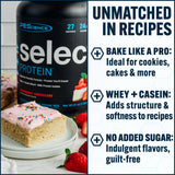 Étiquette PEScience Select Protein montrant les informations de qualité et d’origine.