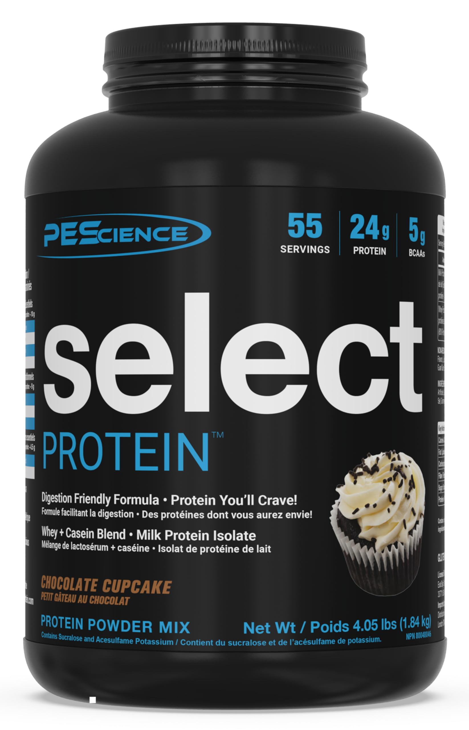 PEScience Select Protéine en poudre – cuillère et bol, texture onctueuse et digestibilité élevée.