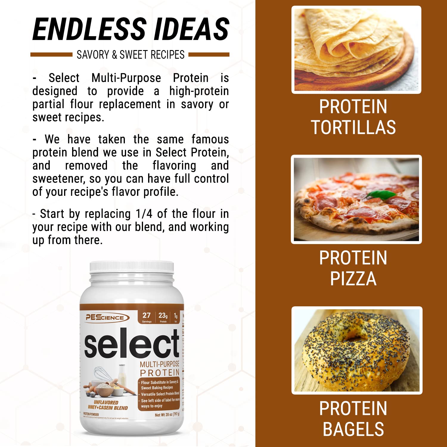 Base protéine neutre PEScience pour cuisson et pâtisserie.