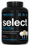 PEScience Select Protéine en poudre, goût gâteau jaune vanille, texture agréable et facile à boire.