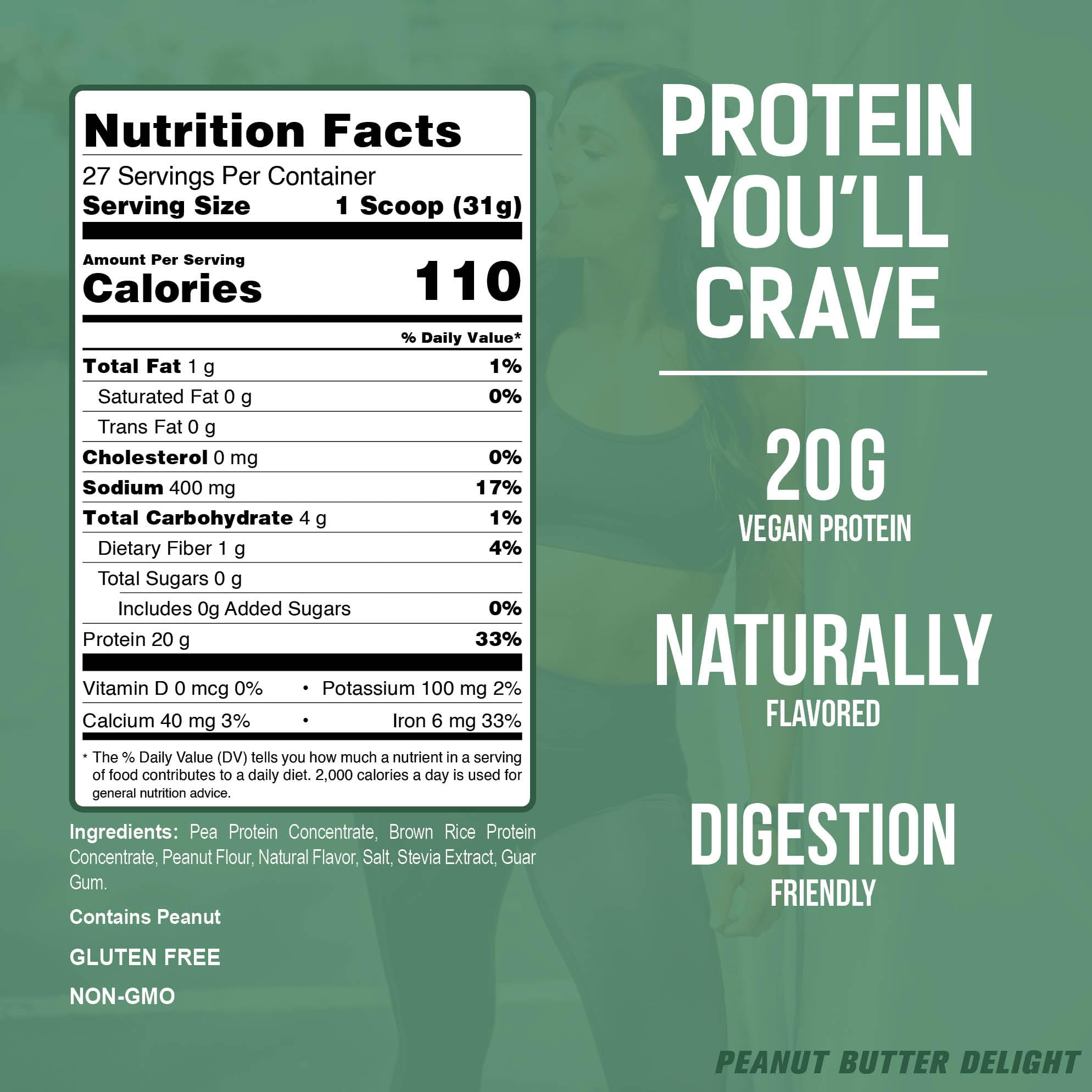 Protéine PEScience Select Vegan sans gluten et lactose, pratique en voyage.
