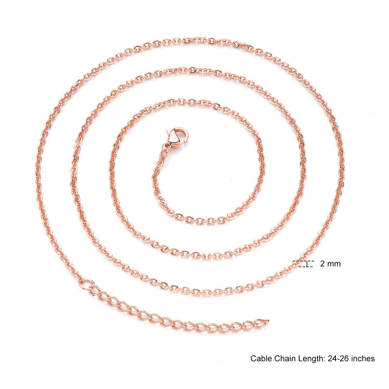 PESOENTH chaîne de 60 cm avec pendentif quartz rose lumineux.