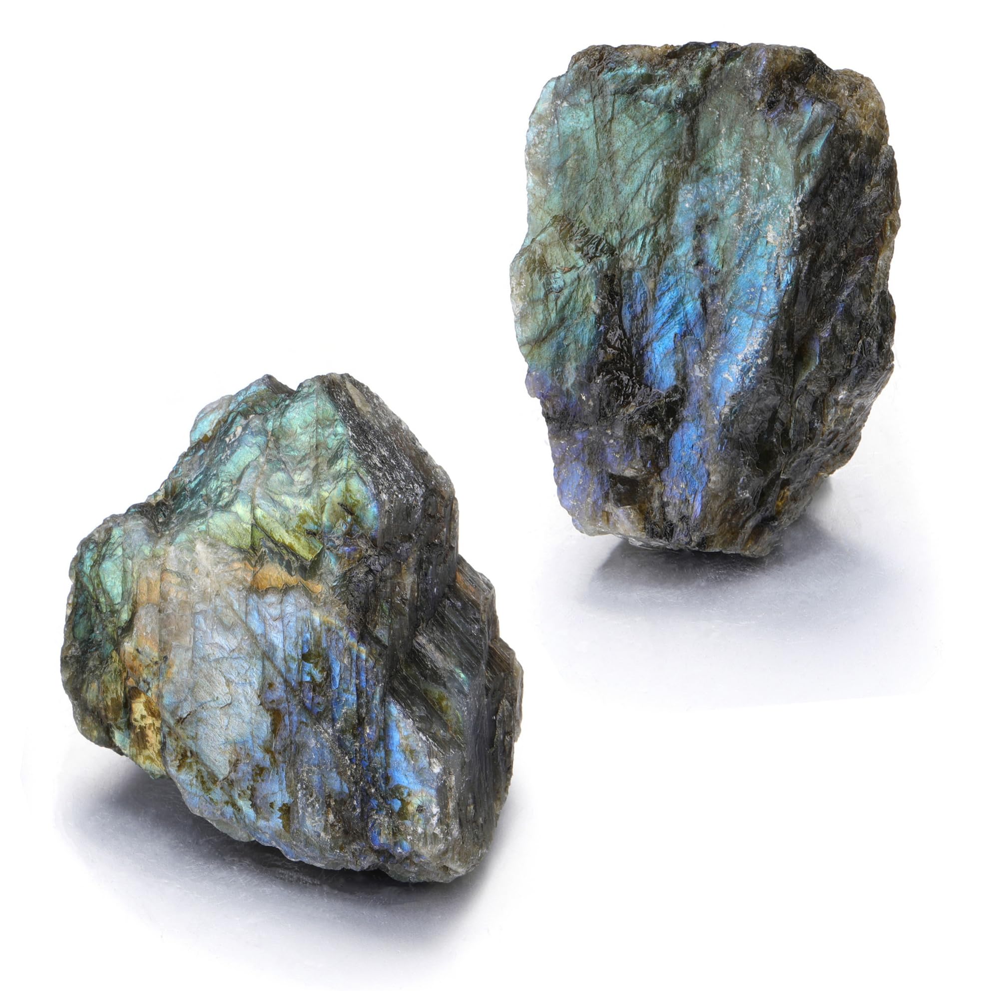 PESOENTH Labradorite brut: deux grosses pierres pour deco et bricolage.