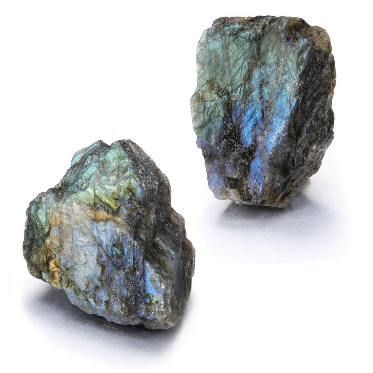 PESOENTH Labradorite brut: deux grosses pierres pour deco et bricolage.