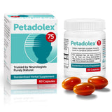 Petadolex capsules avec extrait sans PA de Petasite 75 mg pour le soutien des migraines.