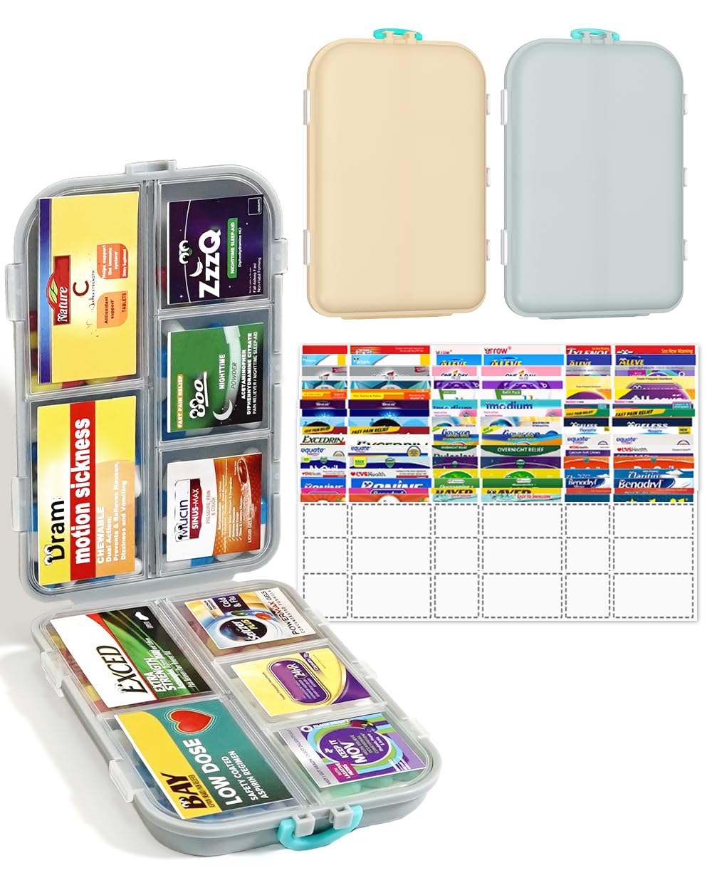 PETASTICAL 2 pièces Organisateur de pilules pour voyage, 10 compartiments faciles à distinguer.