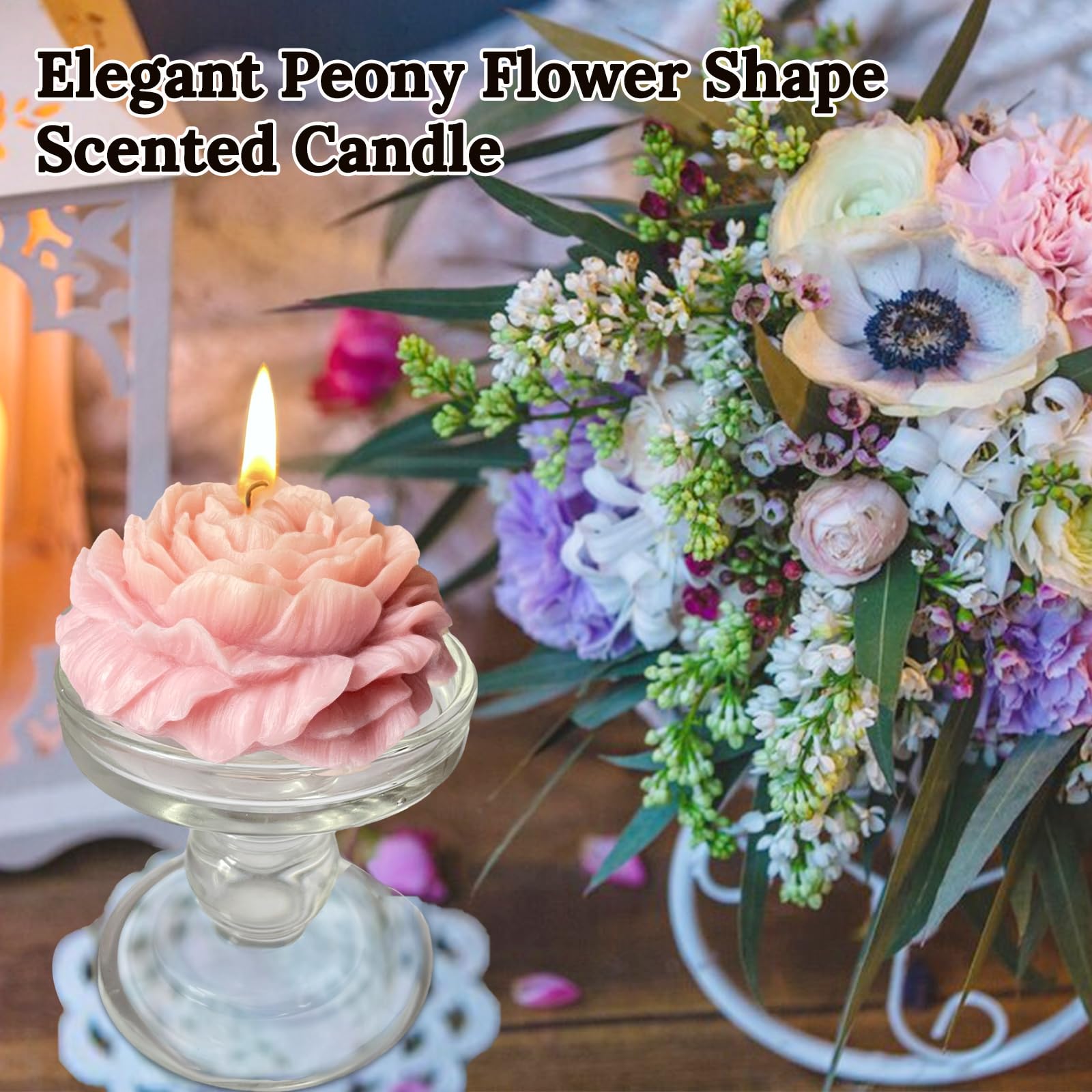 Bougie Peytanger, détail motif peonie, décor chic et raffiné pour votre salon.