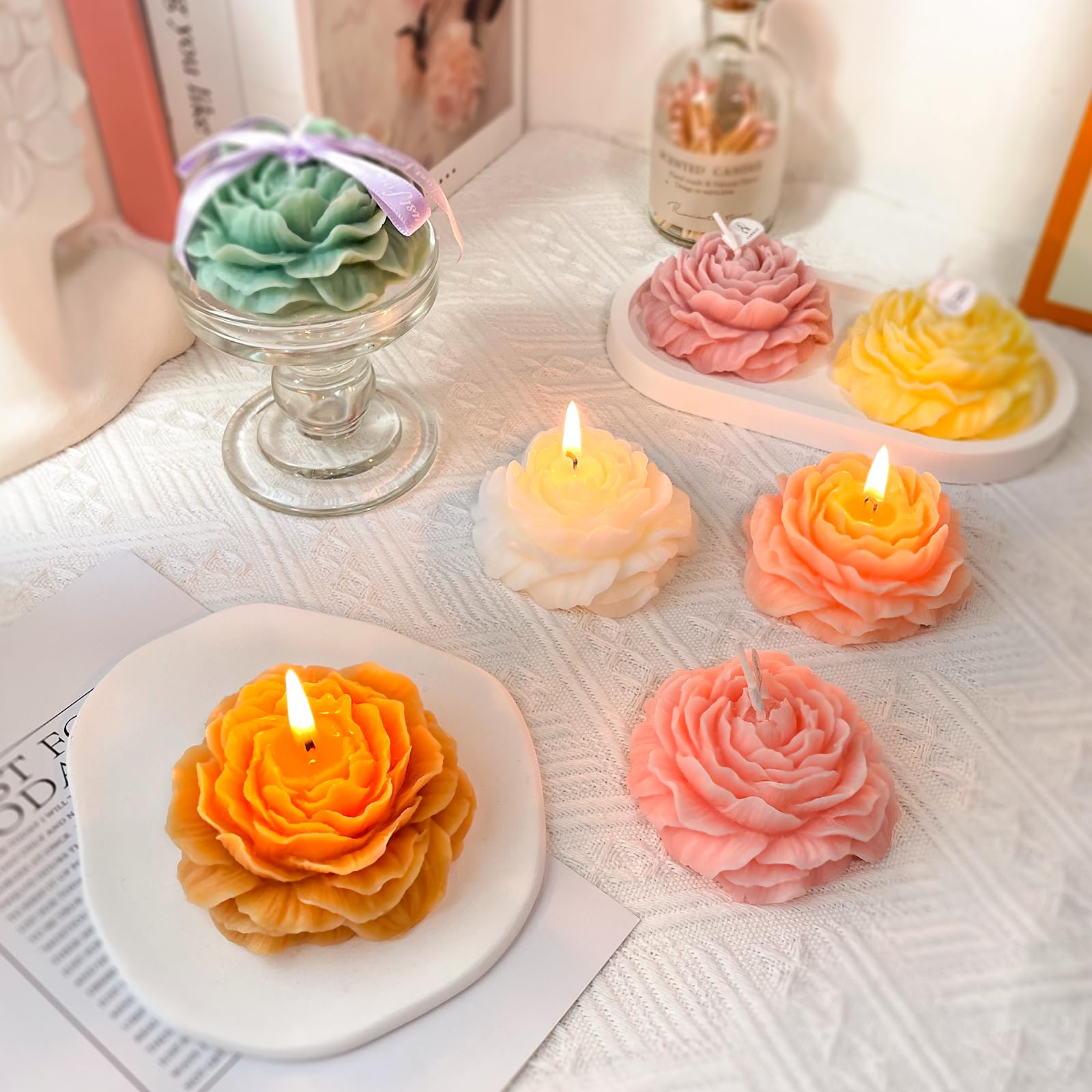 Bougie Peytanger Pivoine Orange avec emballage cadeau, cadeau élégant.