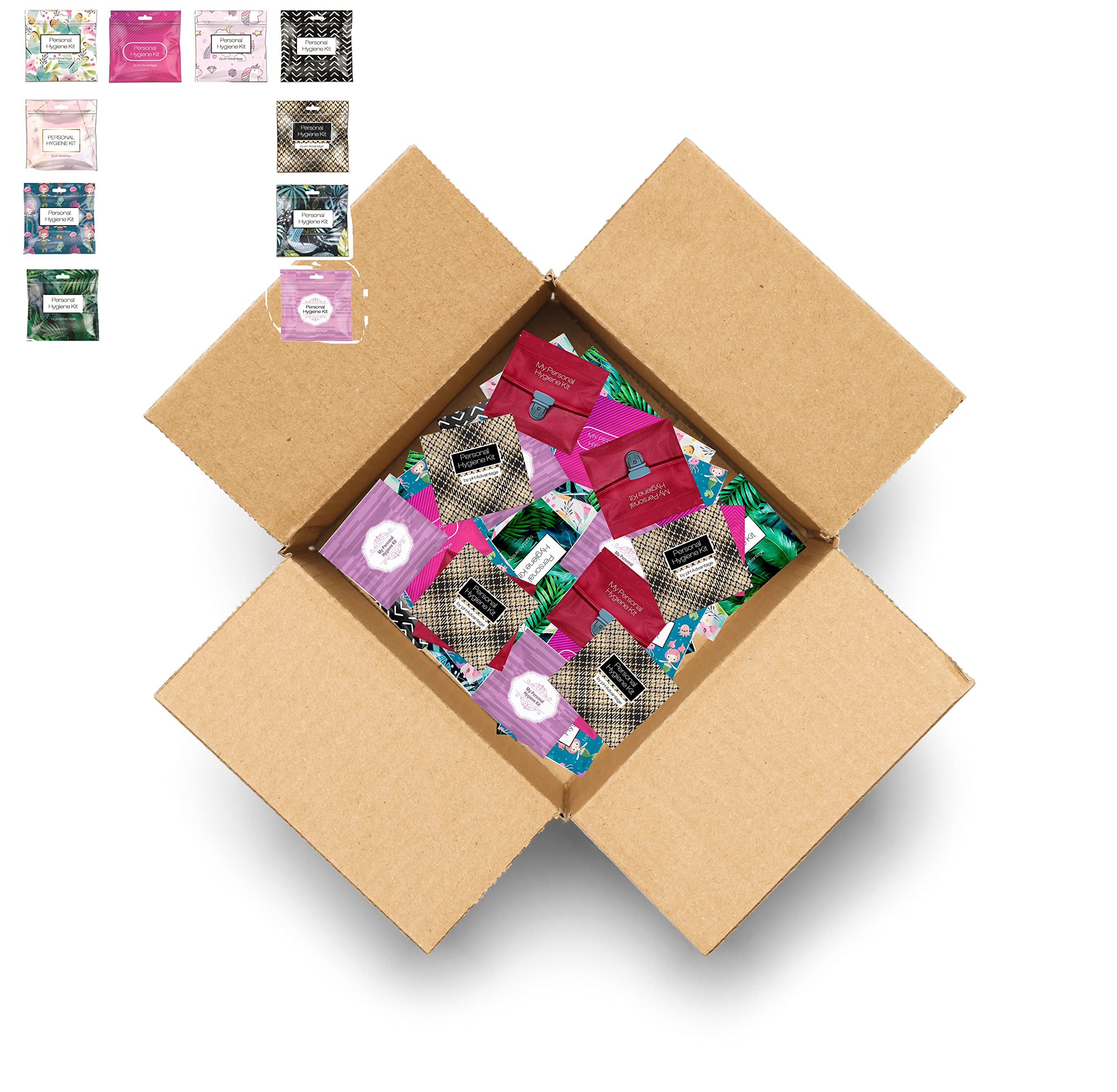 Kit menstruel pH Advantage prêt à emporter pour voyages et activités quotidiennes.