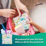 Lingettes féminines douces du kit pH Advantage pour l'hygiène en déplacement.